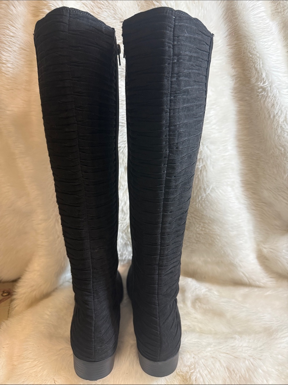 Kelly & Katie Lanner NWOT Black Knee High Boots Size 11M Faux Suede Riding Boots - Picture 4 of 7